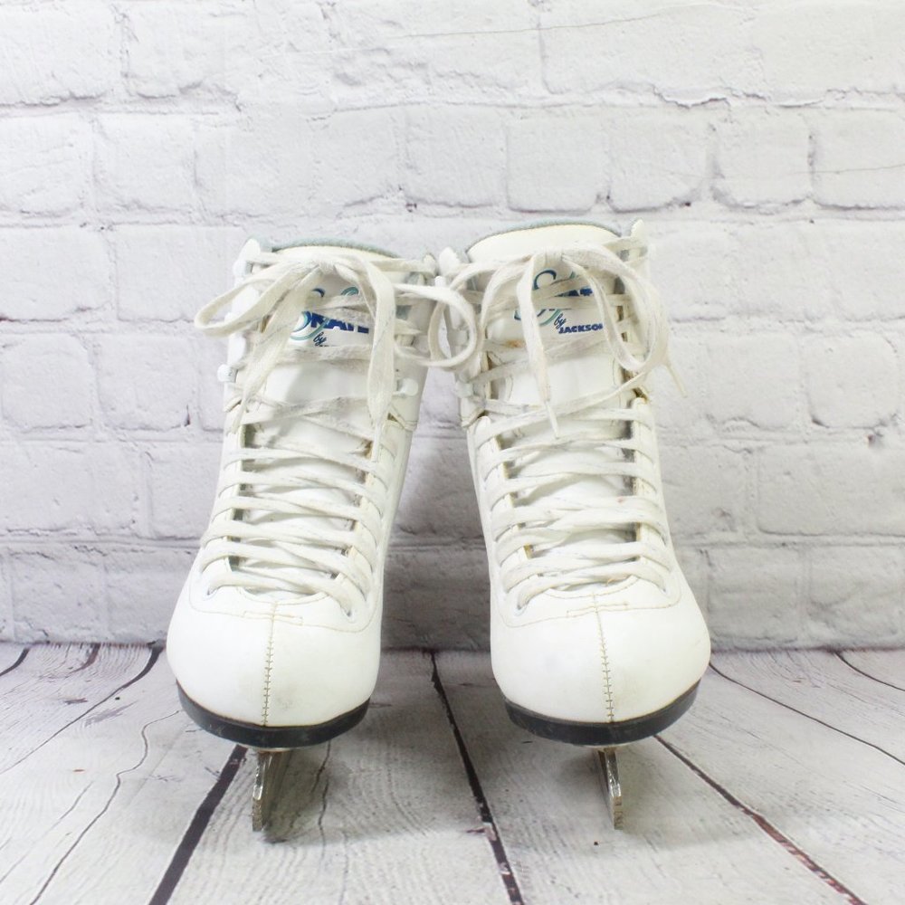 Soft Skate By Jackson White Leather Figure Skates Size 3 - Picture 4 of 10
